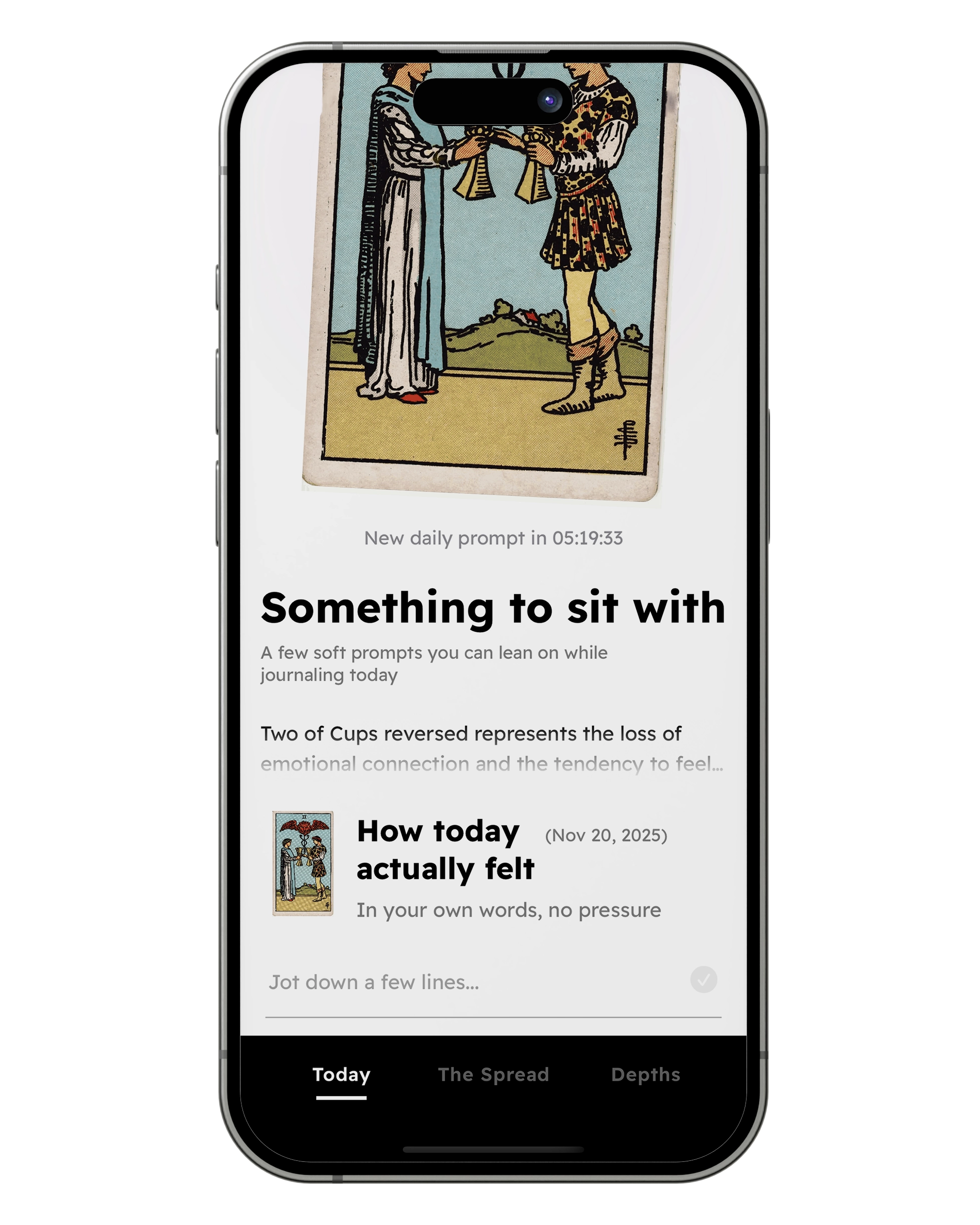 Daily tarot card moment and reflection prompt